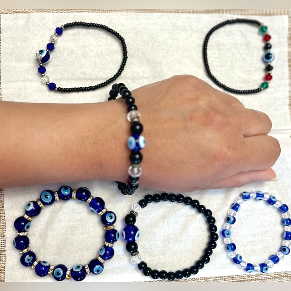 Bracelet evil eye beaded/ SK Couture - Picture 2 of 2